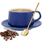 GOOD ALWAYS Coffee Mug with Spoons Espresso Cups and Saucer for Latte & Cappuccino & Double Espresso Valentines Day Office Essentials for New Home(Blue)