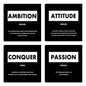 Motivational Canvas Wall Decor - Home Office Wall Decor Picture Wall Painting - Black Inspirational Wall Art Poster Prints - Framed Wall Art for Bedroom Living Room - 12"X 12"x4PCS