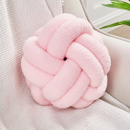 Soft Pink Knot Pillow Ball - Plush Round Home Decor