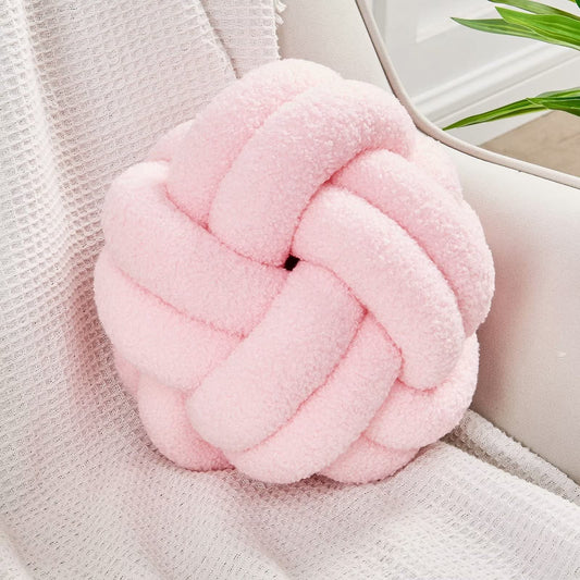 Soft Pink Knot Pillow Ball - Plush Round Home Decor